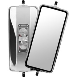 MIRROR HEAD STAINLESS STEEL FLAT GLASS HEATED 16" X 7"