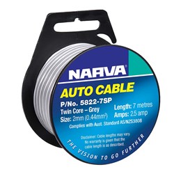 NARVA 2.5A 2MM TWIN SPEAKER CABLE 7M
