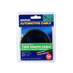 NARVA 10A 3MM TWIN CABLE 5M RED/BLACK