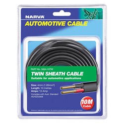 NARVA 15A 4MM TWIN CABLE 10M RED/BLACK